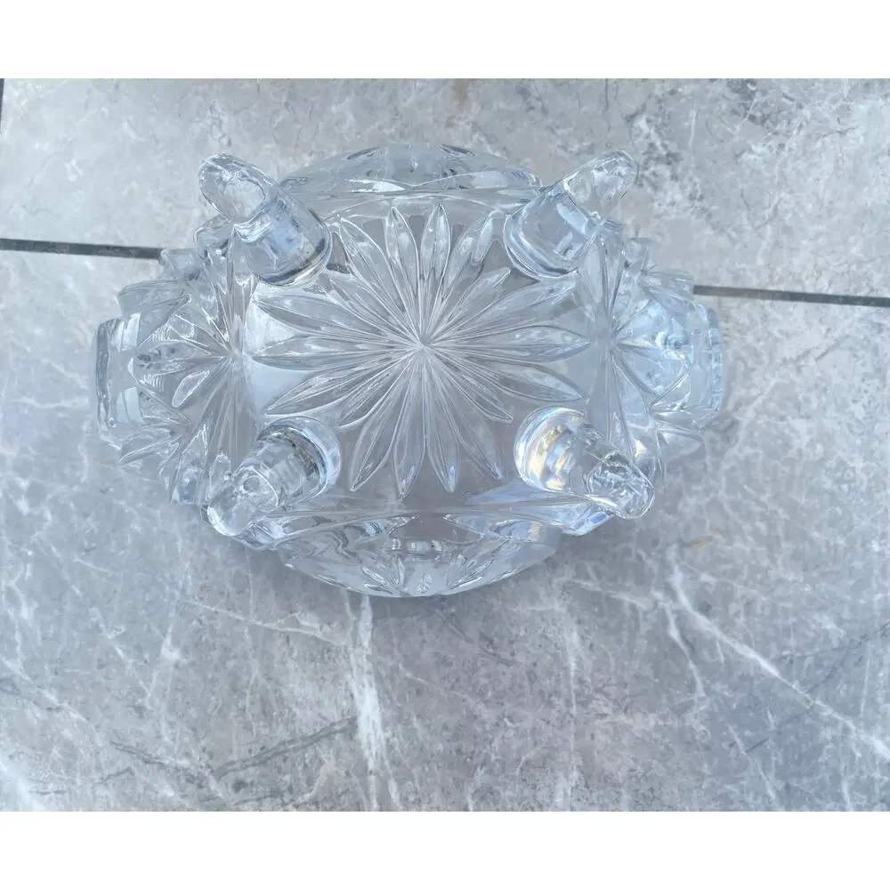 Fifth Avenue Portico Edged Glass Crystal Lidded Bowl 11 Inches Tall Footed